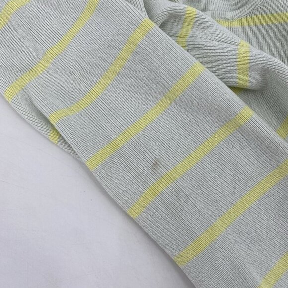 Zara Size Small striped cropped light green & yellow Ribbed Long Sleeve Top - Picture 6 of 9